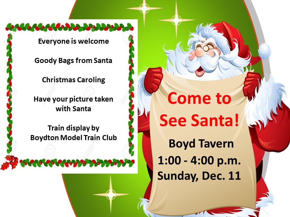 Visit with Santa at the Boyd Tavern